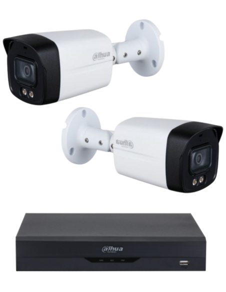 KIT DAHUA, DAH-A2IEXT2B40B, DVR + 2xCAMERA, 2MP, IR 40m