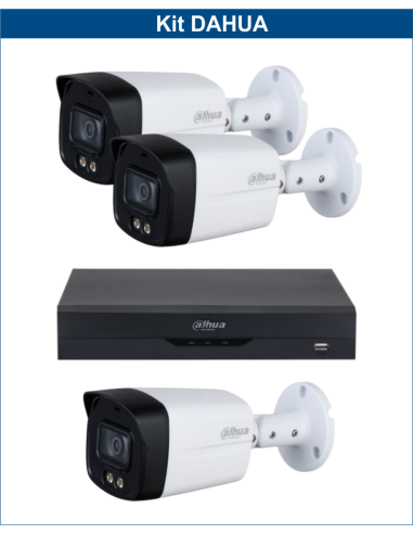 KIT DAHUA, DAH-A3IEXT2B40B, DVR + 3xCAMERA, 2MP, IR 40m