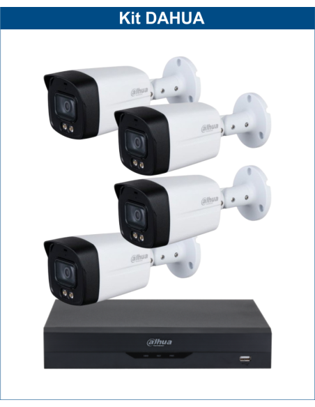 KIT DAHUA, DAH-A4IEXT2B40B, DVR + 4xCAMERA, 2MP, IR 40m