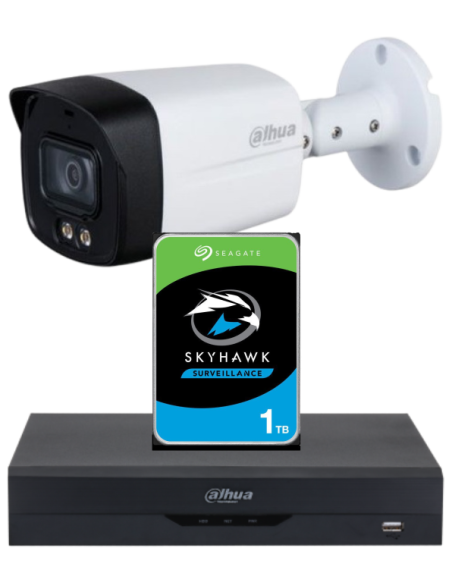 KIT DAHUA, DAH-A1IEXT2B40P, DVR + HDD + 1xCAMERA, 2MP, IR 40m