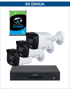 KIT DAHUA, DAH-A3IEXT2B40P, DVR + HDD + 3xCAMERA, 2MP, IR 40m