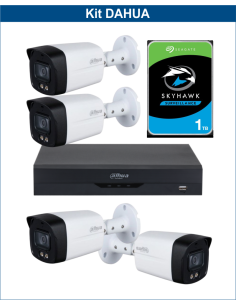 KIT DAHUA, DAH-A4IEXT2B40P, DVR + HDD + 4xCAMERA, 2MP, IR 40m