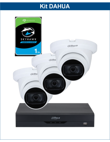 KIT DAHUA, DAH-A3IEXT2D30P, DVR + HDD + 3xCAMERA, 2MP, IR 30m