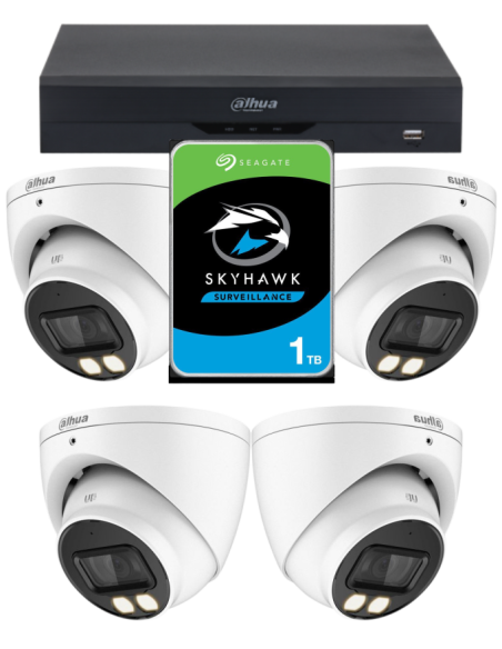 KIT DAHUA, DAH-A4IEXT2D40P, DVR + HDD + 4xCAMERA, 2MP, IR 40m