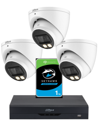 KIT DAHUA, DAH-A3IEXT2D40P, DVR + HDD + 3xCAMERA, 2MP, IR 40m