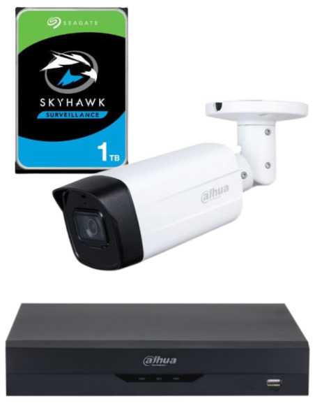 KIT DAHUA, DAH-A1IEXT2B80P, DVR + HDD + 1xCAMERA, 2MP, IR 80m