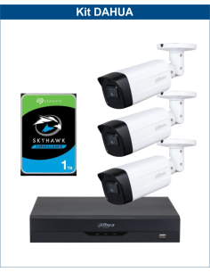 KIT DAHUA, DAH-A3IEXT2B80P, DVR + HDD + 3xCAMERA, 2MP, IR 80m