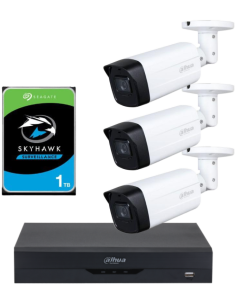 KIT DAHUA, DAH-A3IEXT2B80P, DVR + HDD + 3xCAMERA, 2MP, IR 80m 2