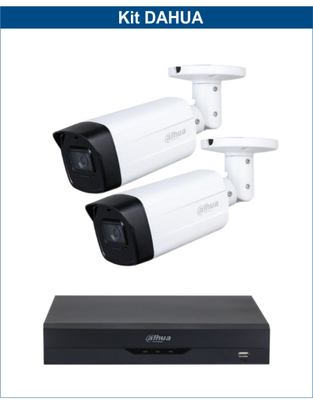 KIT DAHUA, DAH-A2IEXT2B80B, DVR + 2xCAMERA, 2MP, IR 80m