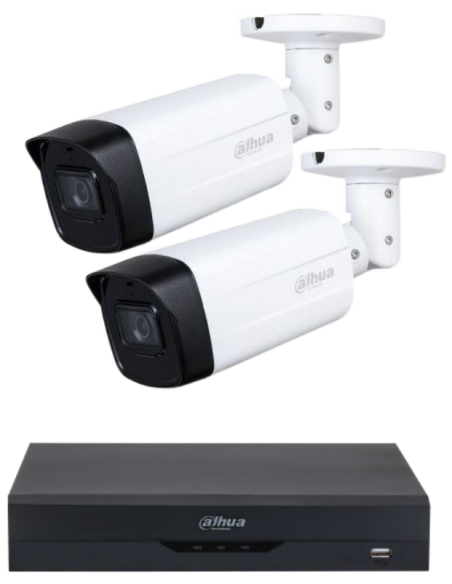 KIT DAHUA, DAH-A2IEXT2B80B, DVR + 2xCAMERA, 2MP, IR 80m