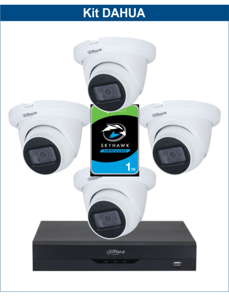 KIT DAHUA, DAH-A4IEXT2D60P, DVR + HDD + 4xCAMERA, 2MP, IR 60m
