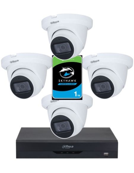 KIT DAHUA, DAH-A4IEXT2D60P, DVR + HDD + 4xCAMERA, 2MP, IR 60m