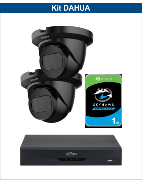 KIT DAHUA, DAH-A2IEXT2D30P, DVR + HDD + 2xCAMERA, 2MP, IR 30m