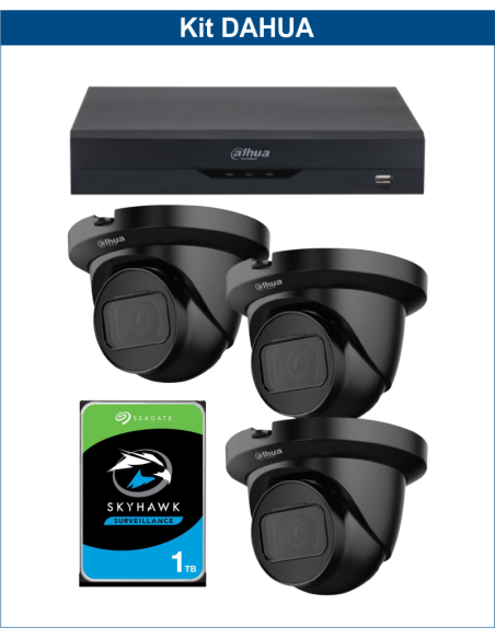 KIT DAHUA, DAH-A3IEXT2D30P, DVR + HDD + 3xCAMERA, 2MP, IR 30m