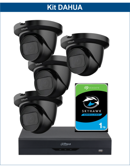 KIT DAHUA, DAH-A4IEXT2D30P, DVR + HDD + 4xCAMERA, 2MP, IR 30m