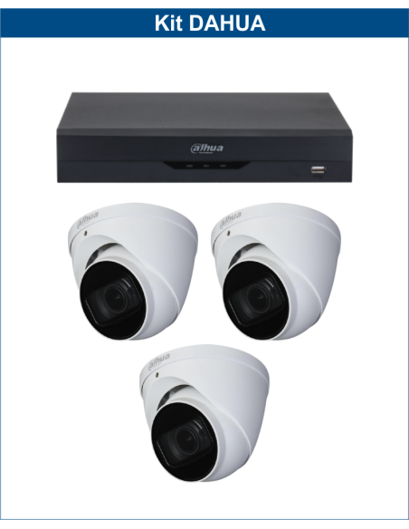 KIT DAHUA, DAH-A3IEXT2D50B, DVR + 3xCAMERA, 2MP, IR 50m