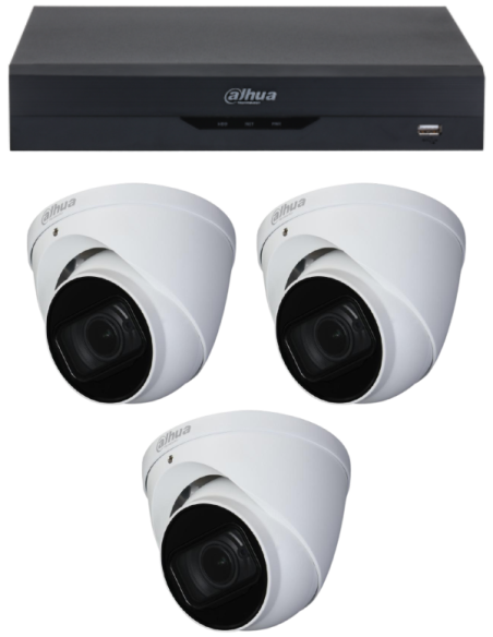 KIT DAHUA, DAH-A3IEXT2D50B, DVR + 3xCAMERA, 2MP, IR 50m