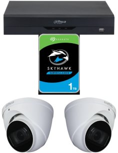 KIT DAHUA, DAH-A2IEXT2D50P, DVR + HDD + 2xCAMERA, 2MP, IR 50m 2