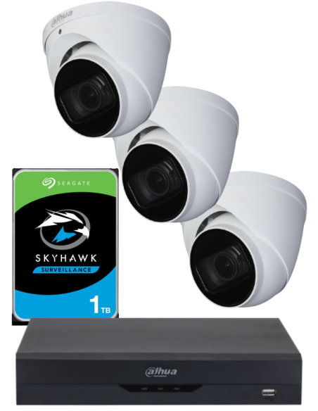 KIT DAHUA, DAH-A3IEXT2D50P, DVR + HDD + 3xCAMERA, 2MP, IR 50m
