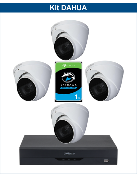 KIT DAHUA, DAH-A4IEXT2D50P, DVR + HDD + 4xCAMERA, 2MP, IR 50m