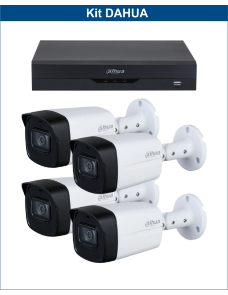 KIT DAHUA, DAH-A4IEXT2B60B, DVR + 4xCAMERA, 2MP, IR 60m
