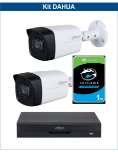 KIT DAHUA, DAH-A2IEXT2B60P, DVR + HDD + 2xCAMERA, 2MP, IR 60m