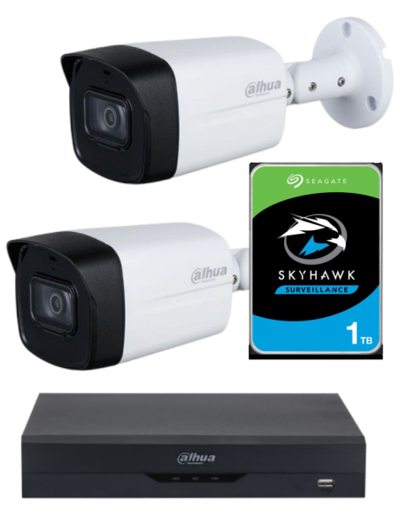 KIT DAHUA, DAH-A2IEXT2B60P, DVR + HDD + 2xCAMERA, 2MP, IR 60m