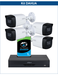 KIT DAHUA, DAH-A4IEXT2B60P, DVR + HDD + 4xCAMERA, 2MP, IR 60m