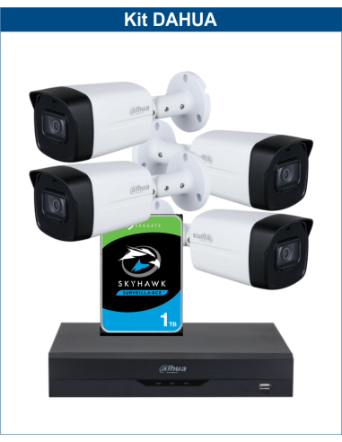 KIT DAHUA, DAH-A4IEXT2B60P, DVR + HDD + 4xCAMERA, 2MP, IR 60m