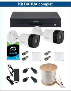 KIT DAHUA, DAH-A2IEXT2B20C, DVR + 2xCAMERA, 2MP, IR 20m