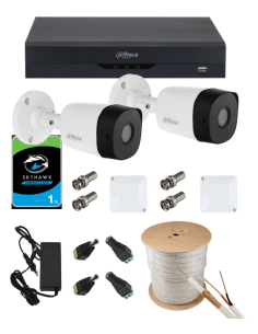 KIT DAHUA, DAH-A2IEXT2B20C, DVR + 2xCAMERA, 2MP, IR 20m 2