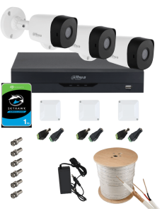 KIT DAHUA, DAH-A3IEXT2B20C, DVR + 3xCAMERA, 2MP, IR 20m 2