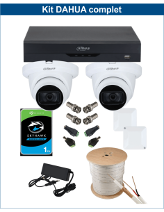 KIT DAHUA, DAH-A2IEXT2D30C, DVR + 2xCAMERA, 2MP, IR 30m