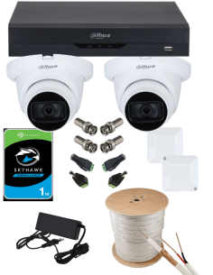 KIT DAHUA, DAH-A2IEXT2D30C, DVR + 2xCAMERA, 2MP, IR 30m 2
