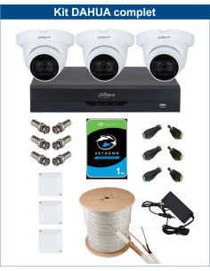 KIT DAHUA, DAH-A3IEXT2D30C, DVR + 3xCAMERA, 2MP, IR 30m