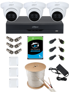 KIT DAHUA, DAH-A3IEXT2D30C, DVR + 3xCAMERA, 2MP, IR 30m 2
