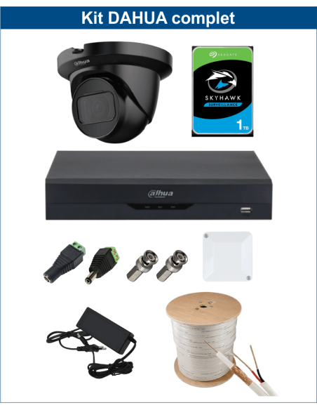 KIT DAHUA, DAH-A1IEXT2D30C, DVR + 1xCAMERA, 2MP, IR 30m