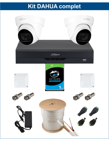 KIT DAHUA, DAH-A2IEXT2D60C, DVR + 2xCAMERA, 2MP, IR 60m