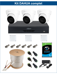 KIT DAHUA, DAH-A3IEXT2D60C, DVR + 3xCAMERA, 2MP, IR 60m