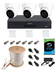 KIT DAHUA, DAH-A3IEXT2D60C, DVR + 3xCAMERA, 2MP, IR 60m 2
