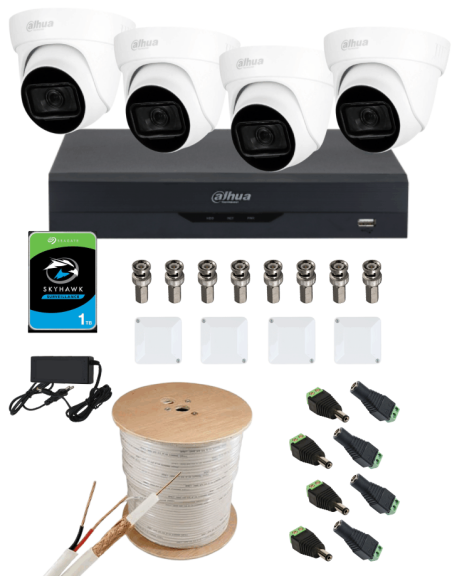 KIT DAHUA, DAH-A4IEXT2D60C, DVR + 4xCAMERA, 2MP, IR 60m