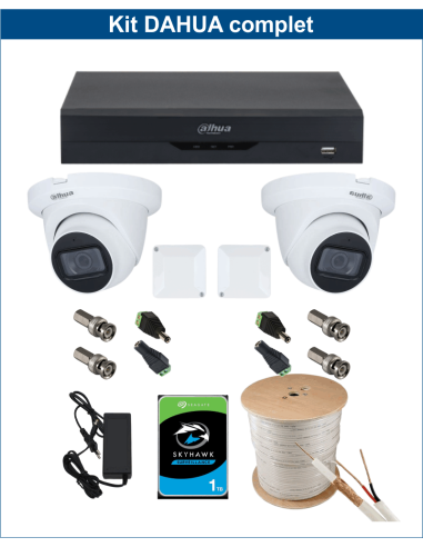 KIT DAHUA, DAH-A2IEXT2D60C, DVR + 2xCAMERA, 2MP, IR 60m