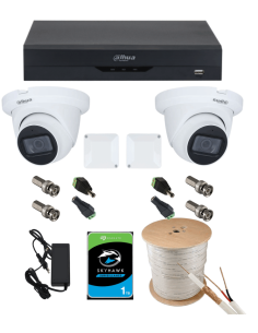 KIT DAHUA, DAH-A2IEXT2D60C, DVR + 2xCAMERA, 2MP, IR 60m 2