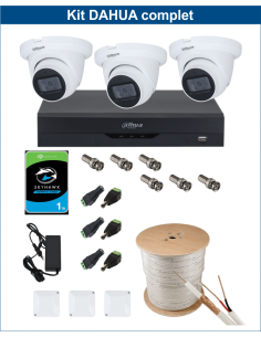 KIT DAHUA, DAH-A3IEXT2D60C, DVR + 3xCAMERA, 2MP, IR 60m