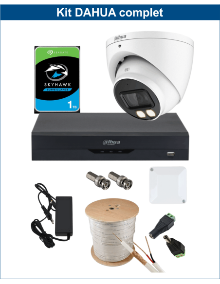 KIT DAHUA, DAH-A1IEXT2D40C, DVR + 1xCAMERA, 2MP, IR 40m