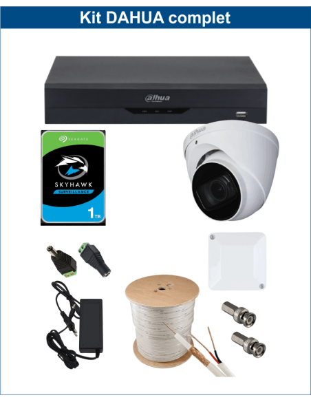 KIT DAHUA, DAH-A1IEXT2D50C, DVR + 1xCAMERA, 2MP, IR 50m