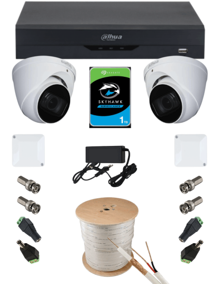 KIT DAHUA, DAH-A2IEXT2D50C, DVR + 2xCAMERA, 2MP, IR 50m