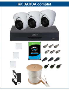 KIT DAHUA, DAH-A3IEXT2D50C, DVR + 3xCAMERA, 2MP, IR 50m
