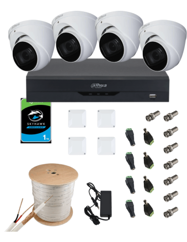 KIT DAHUA, DAH-A4IEXT2D50C, DVR + 4xCAMERA, 2MP, IR 50m