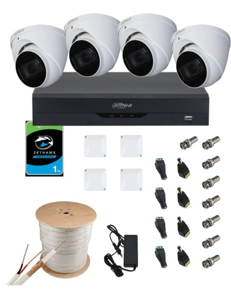 KIT DAHUA, DAH-A4IEXT2D50C, DVR + 4xCAMERA, 2MP, IR 50m